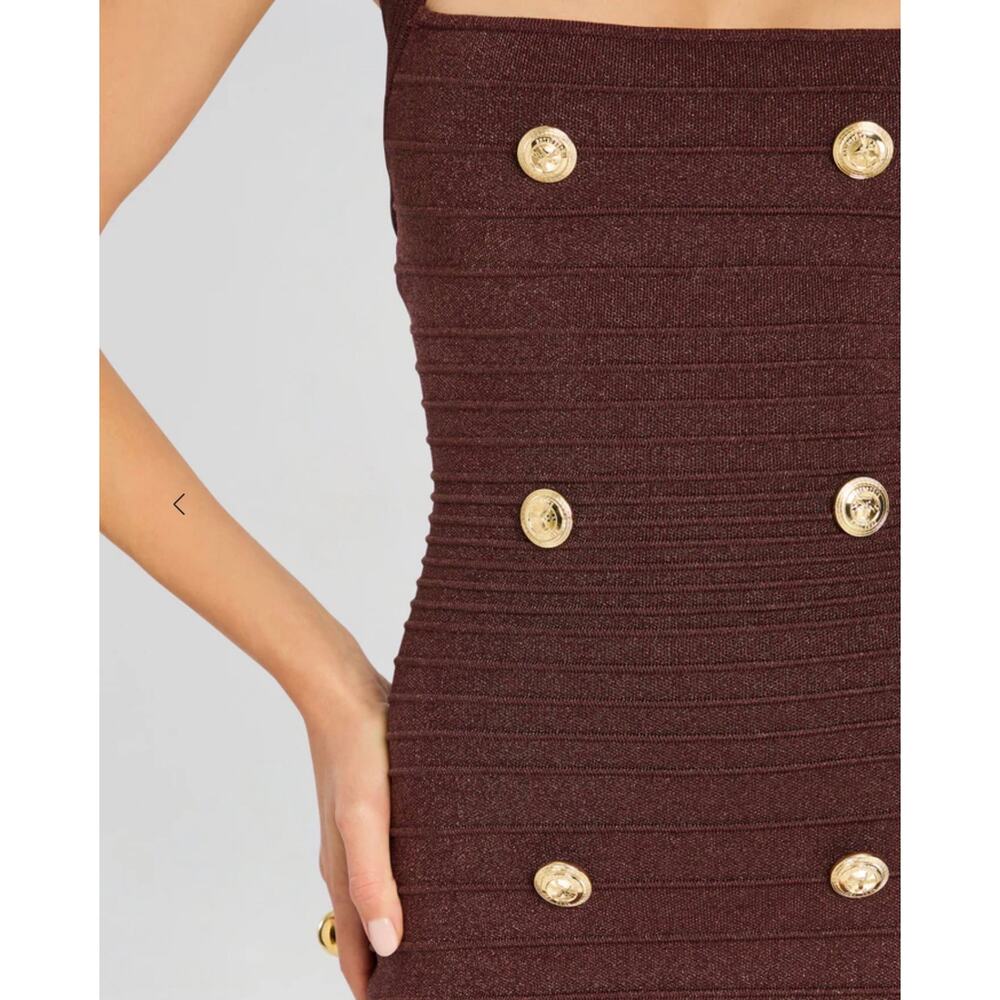 Retrofete Harlynn Metallic Pecan Bandage Knit Mini Dress Size Large - Picture 2 of 10
